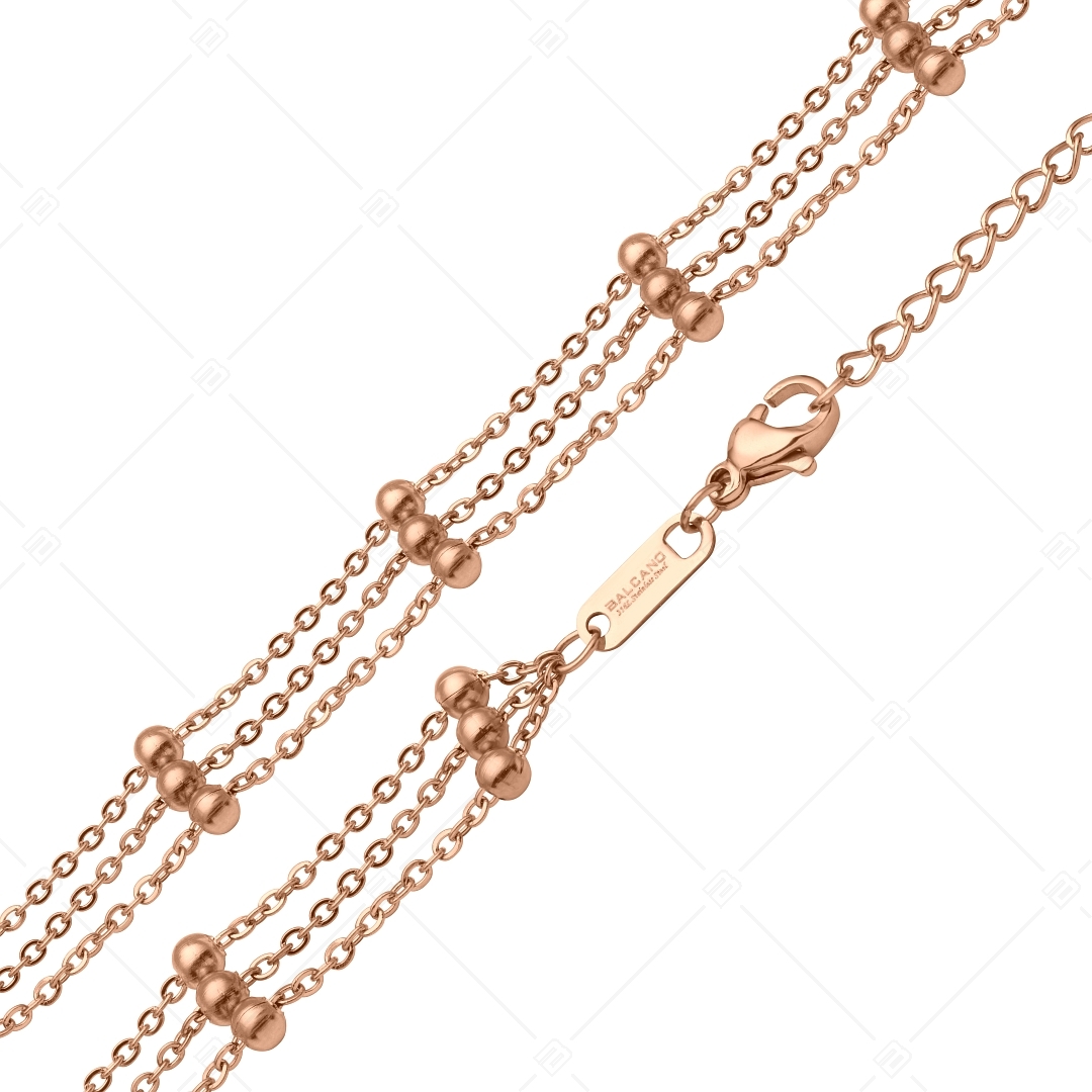 BALCANO - Beaded Flat Cable / Stainless Steel Flat Cable Chain With Beads, 18K Rose Gold Plated (341259BC96)