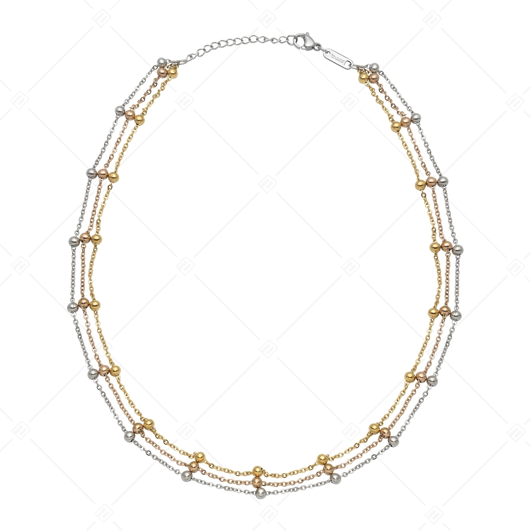 BALCANO - Beaded Cable / Stainless Steel Flat Cable Chain With Beads, Three Colors (341259BC99)