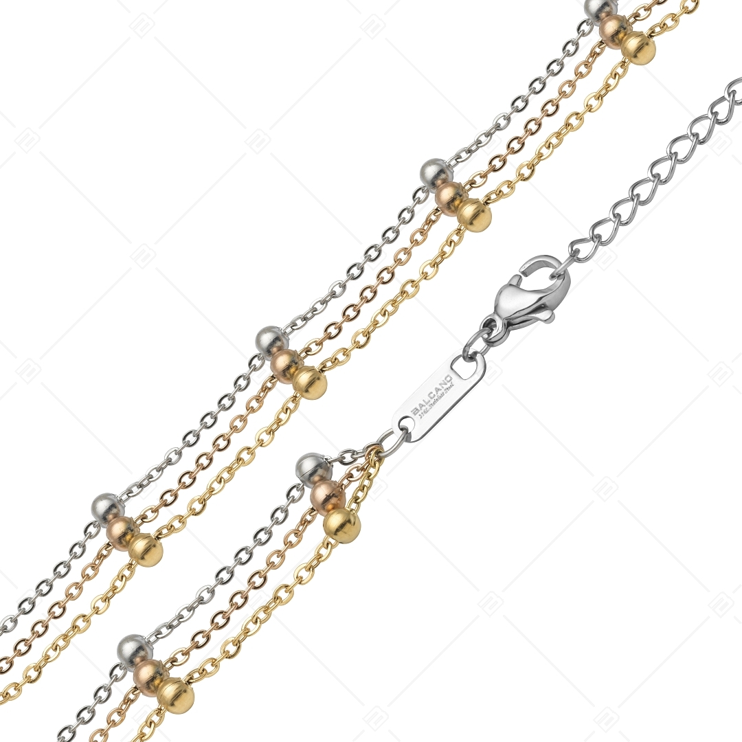BALCANO - Beaded Cable / Stainless Steel Flat Cable Chain With Beads, Three Colors (341259BC99)