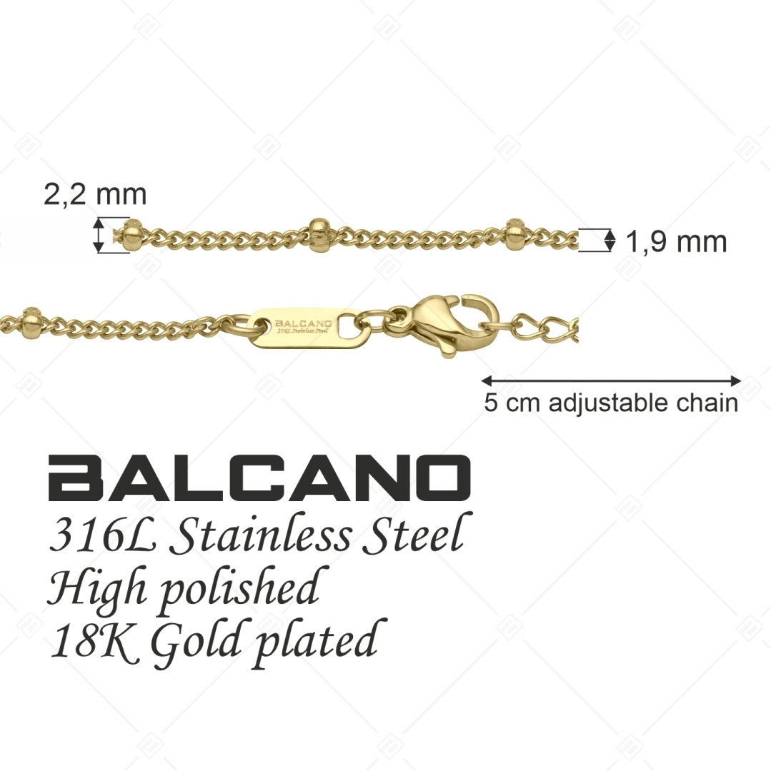 BALCANO - Saturn / Collier Pancer maillons à baies en acier inoxydable plaqué or 18K - 2 mm (341263BC88)