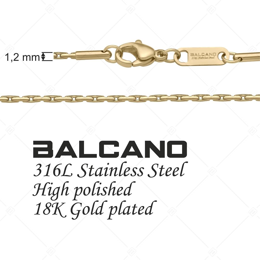 BALCANO - Cobra / Edelstahl Kobrakette mit 18K Gold Beschichtung - 1,2 mm (341271BC88)