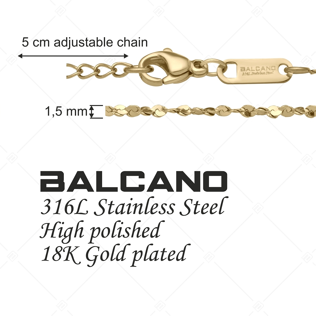 BALCANO - Twisted Serpentin / Edelstahl Verdrehte Serpentine Kette mit 18K Vergoldung - 1,5 mm (341282BC88)