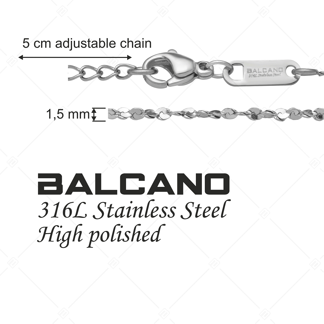 BALCANO - Twisted Serpentin / Collier serpentine torsadé en acier inoxydable avec hautement polie - 1,5 mm (341282BC97)