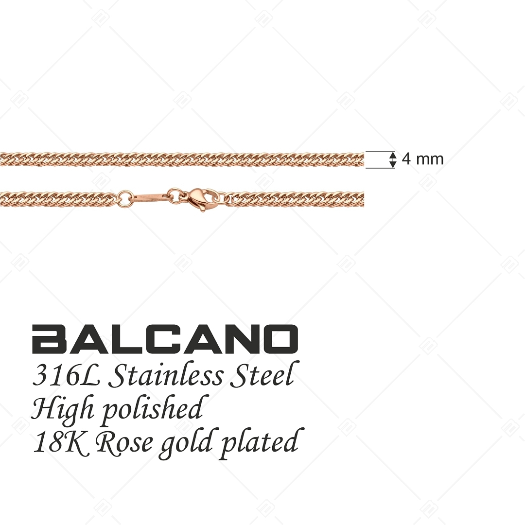 BALCANO - Duble Curb / Collier type double pancer en acier inoxydable en plaqué or rose 18K - 4 mm (341287BC96)