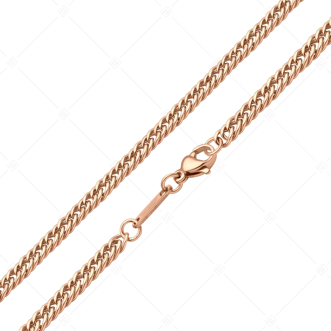 BALCANO - Double Curb / Stainless Steel Double Curb Chain, 18K Rose Gold Plated - 4 mm (341287BC96)