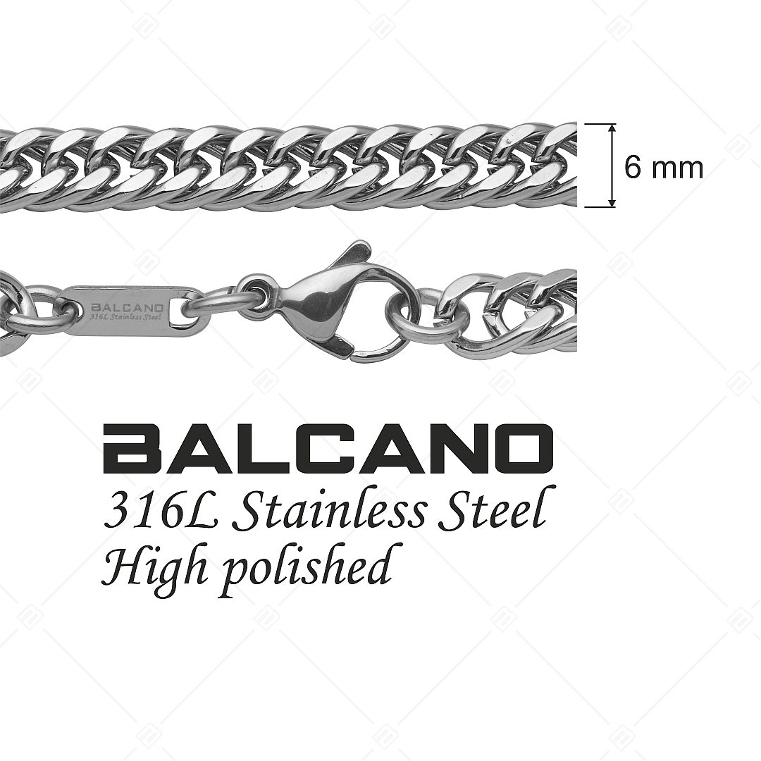 BALCANO - Double Curb / Collier type double pancer en acier inoxydable avec hautement polie - 6 mm (341288BC97)