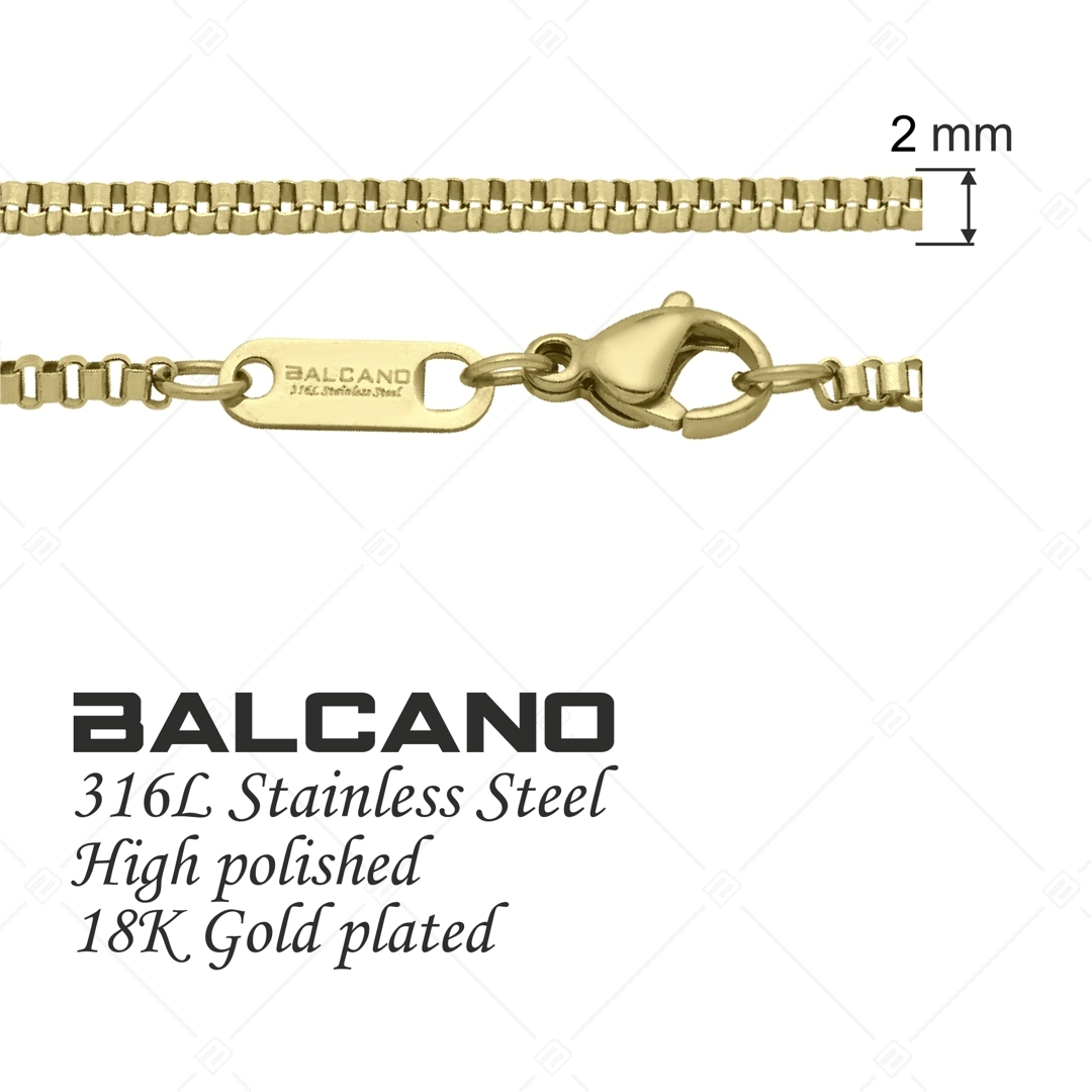 BALCANO - Venetian / Stainless Steel Venetian Chain, 18K Gold Plated - 2 mm (341293BC88)