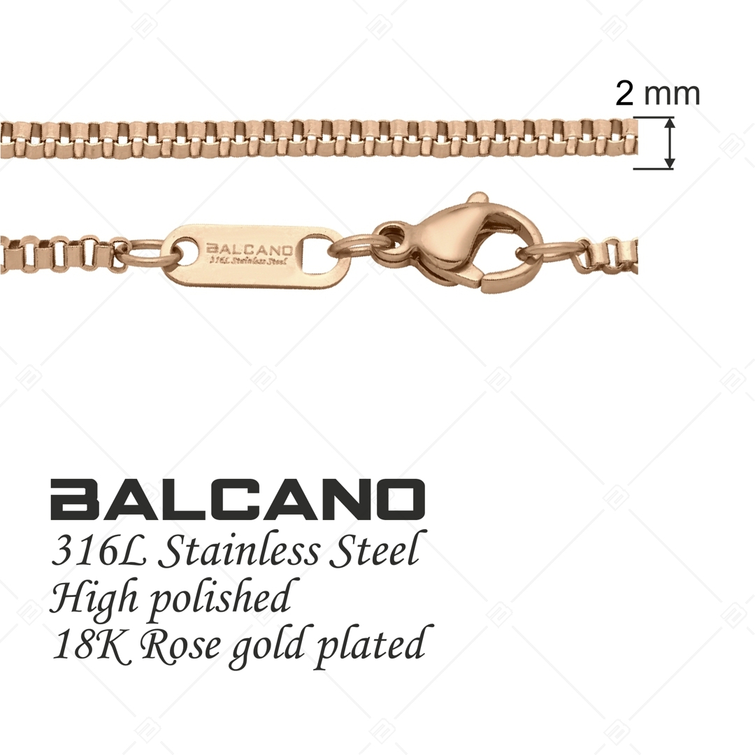 BALCANO - Venetian / Stainless Steel Venetian Chain, 18K Rose Gold Plated - 2 mm (341293BC96)