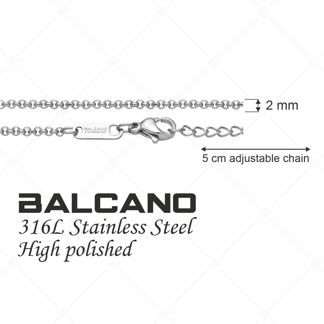 BALCANO - Belcher / Collier type chaîne à maille rolo en acier inoxydable avec hautement polie - 2 mm (341303BC97)