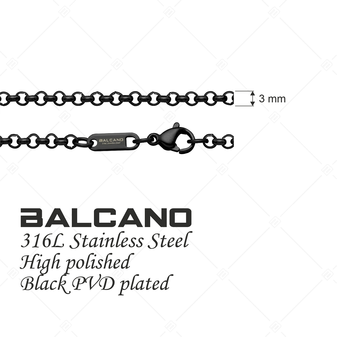BALCANO - Belcher / Stainless Steel Belcher Chain, Black PVD Plated - 3 mm (341305BC11)