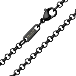BALCANO - Belcher / Collier type chaîne à maille rolo avec revêtement PVD noir - 3 mm