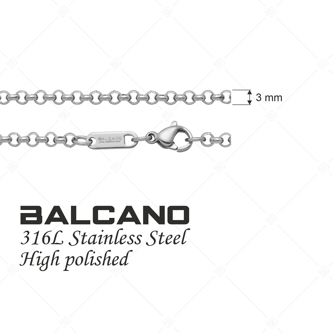 BALCANO - Belcher / Edelstahl Belcher Kette mit Spiegelglanzpolierung - 3 mm (341305BC97)