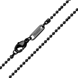 BALCANO - Ball Chain / Collier maillle de baies en acier inoxydable avec revêtement PVD noir - 1,5 mm
