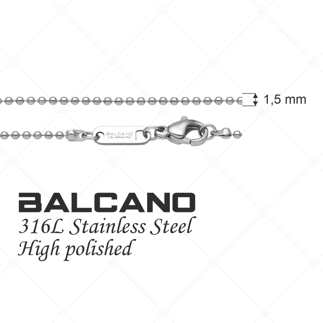 BALCANO - Ball Chain / Collier maille de baies en acier inoxydable avec polissage à haute brillance - 1,5 mm (341312BC97)