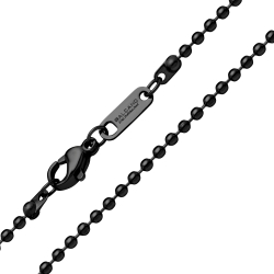 BALCANO - Ball Chain / Collier maille de baies en acier inoxydable avec revêtement PVD noir - 2 mm