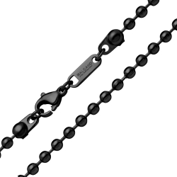 BALCANO - Ball Chain / Collier maille de baies en acier inoxydable avec revêtement PVD noir - 3 mm