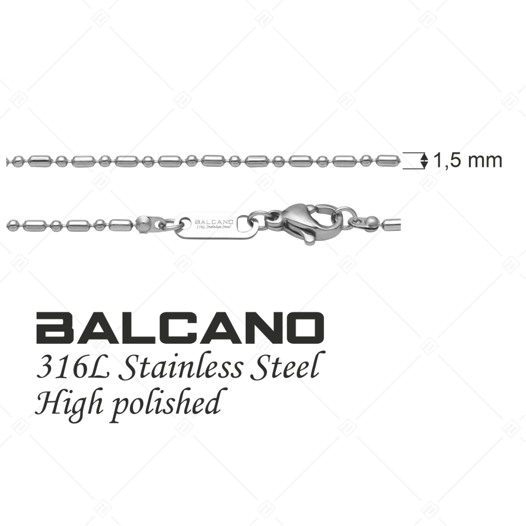 BALCANO - Ball & Bar / Collier baguettes - baies en acier inoxydable avec hautement polie- 1,5 mm (341322BC97)