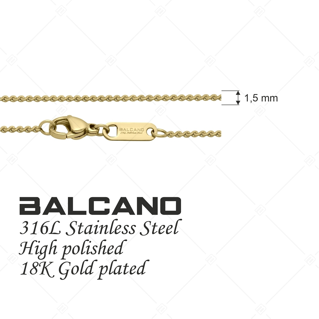 BALCANO - Serpentine / Edelstahl Serpentine Kette mit 18K Gold Beschichtung - 1,5 mm (341332BC88)