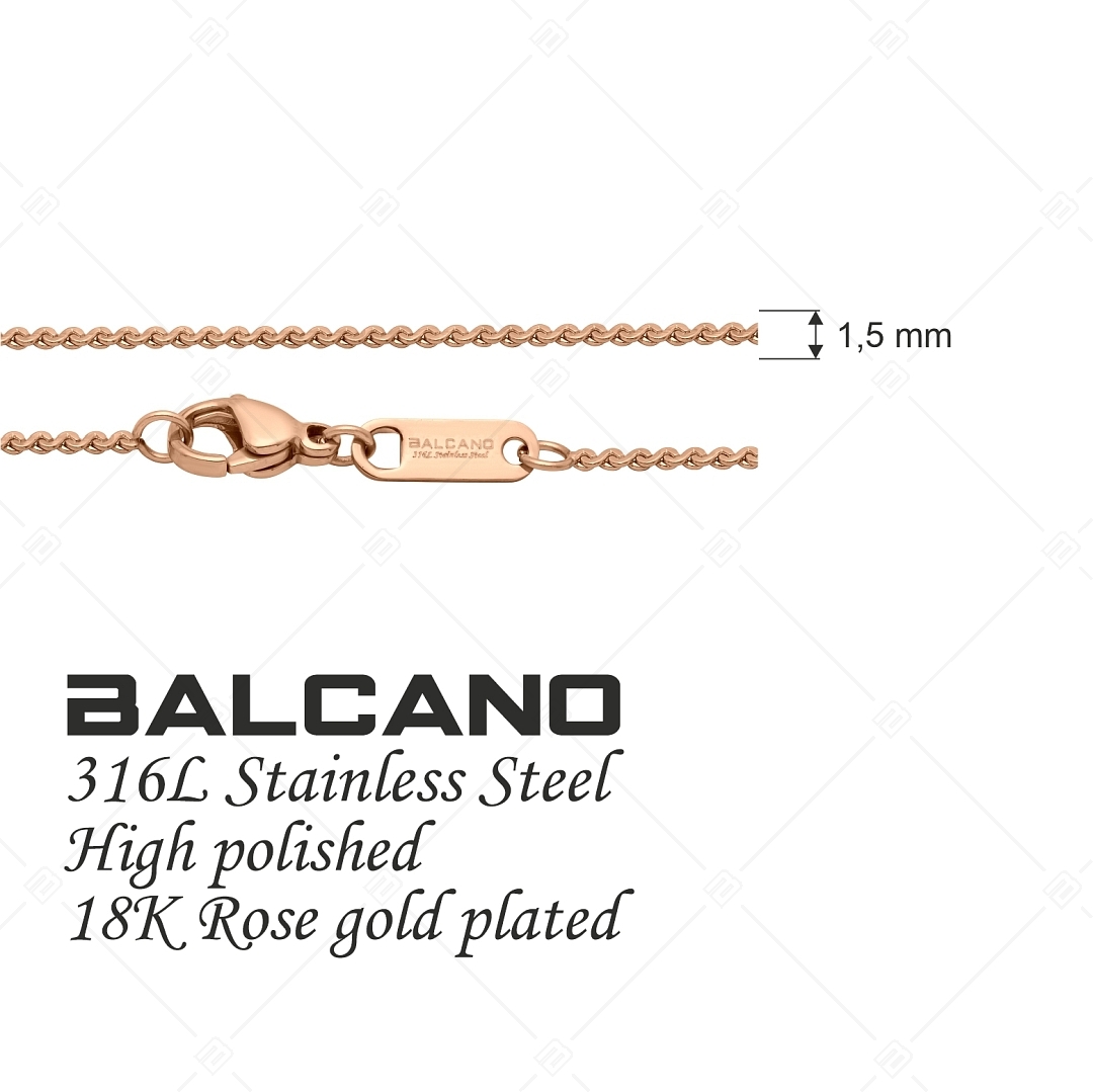 BALCANO - Serpentine / Stainless Steel Serpentine Chain, 18K Rose Gold Plated - 1,5 mm (341332BC96)