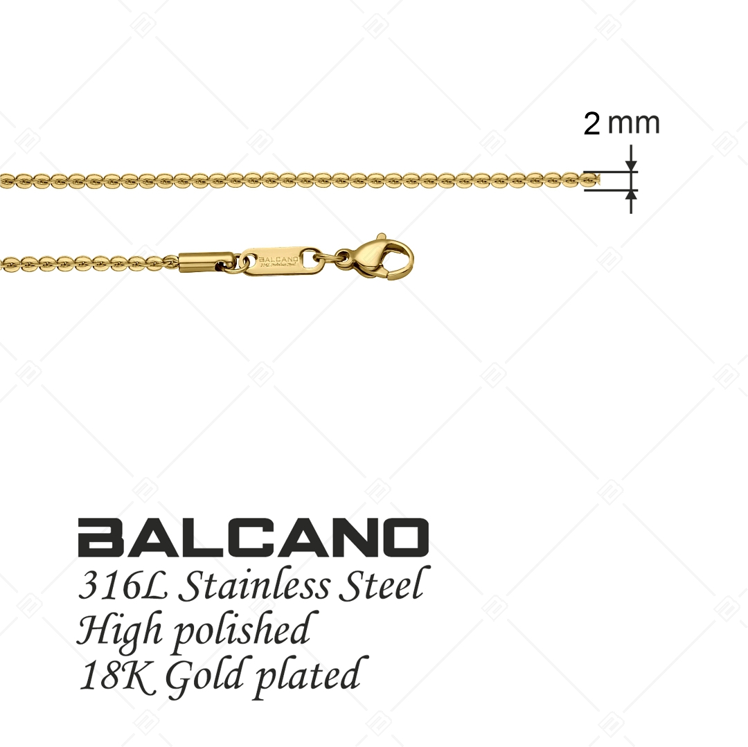 BALCANO - Coffee Chain / Edelstahl Kaffeeketten-Halskette mit 18K Gold Beschichtung - 2 mm (341338BC88)