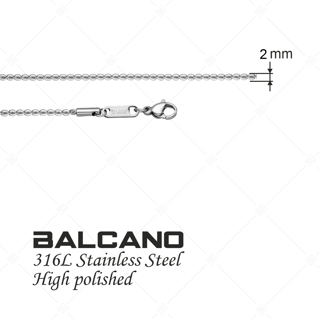 BALCANO - Coffee Chain / Edelstahl Kaffeekette-Halskette mit Hochglanzpolierung - 2 mm (341338BC97)