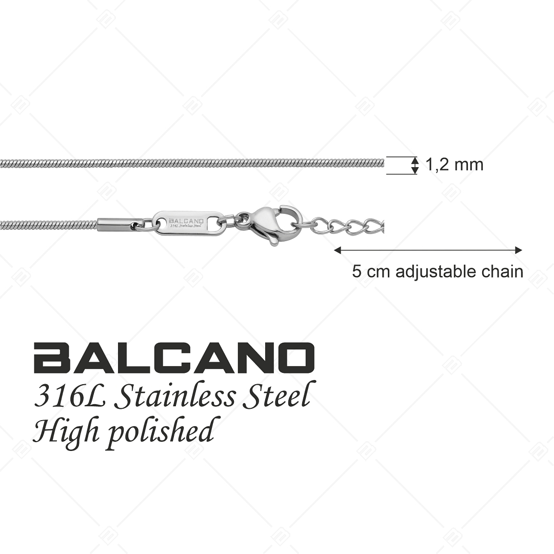 BALCANO - Square Snake / Collier type chaîne serpentine carrée en acier inoxydable - 1,2 mm (341341BC97)