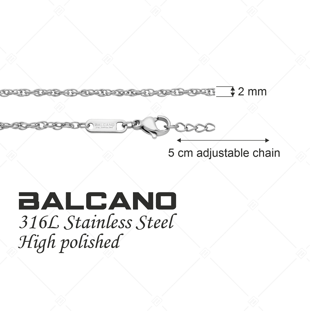 BALCANO - Prince of Wales / Collier à maillon galloise en acier inoxydable avec hautement polie- 2 mm (341353BC97)