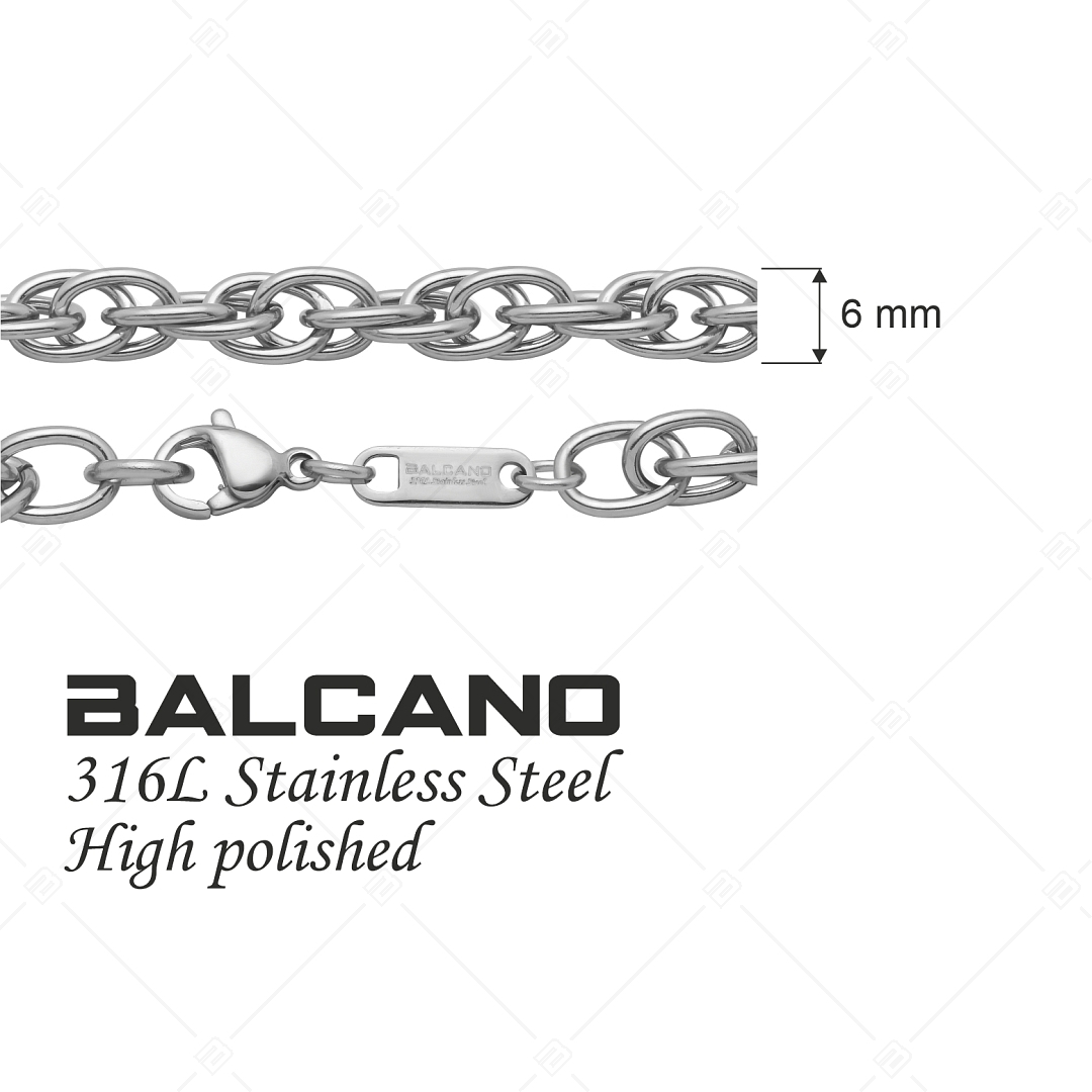BALCANO - Prince of Wales / Collier à maillon galloise en acier inoxydable avec hautement polie - 6 mm (341358BC97)