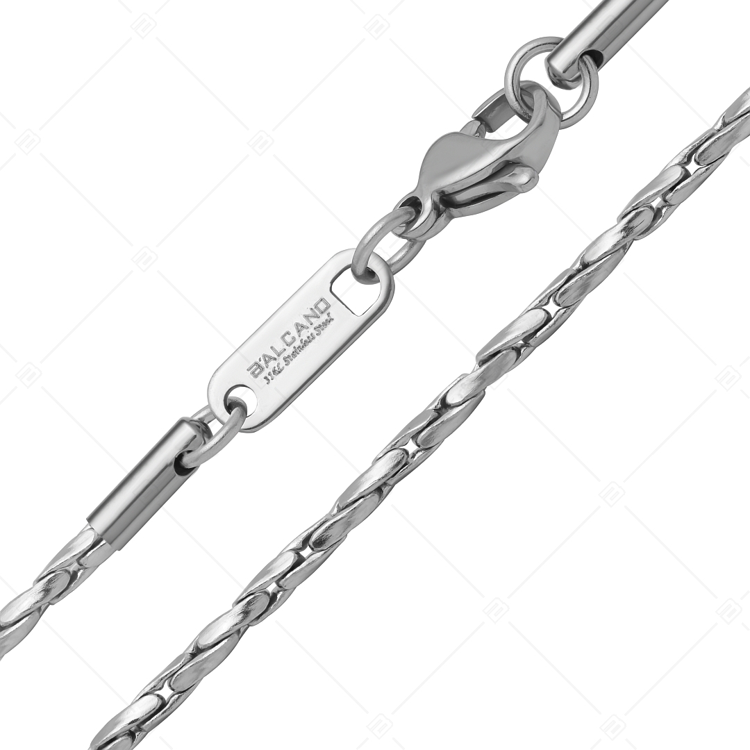 BALCANO - Twisted Cobra / Collier type chaîne cobra torsadée en acier inoxydable - 1,8 mm (341362BC97)