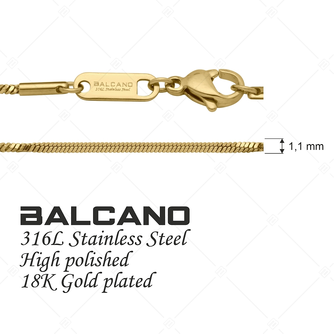 BALCANO - Fancy / Collier fantaisie en acier inoxydable plaqué or 18K - 1,1 mm (341370BC88)
