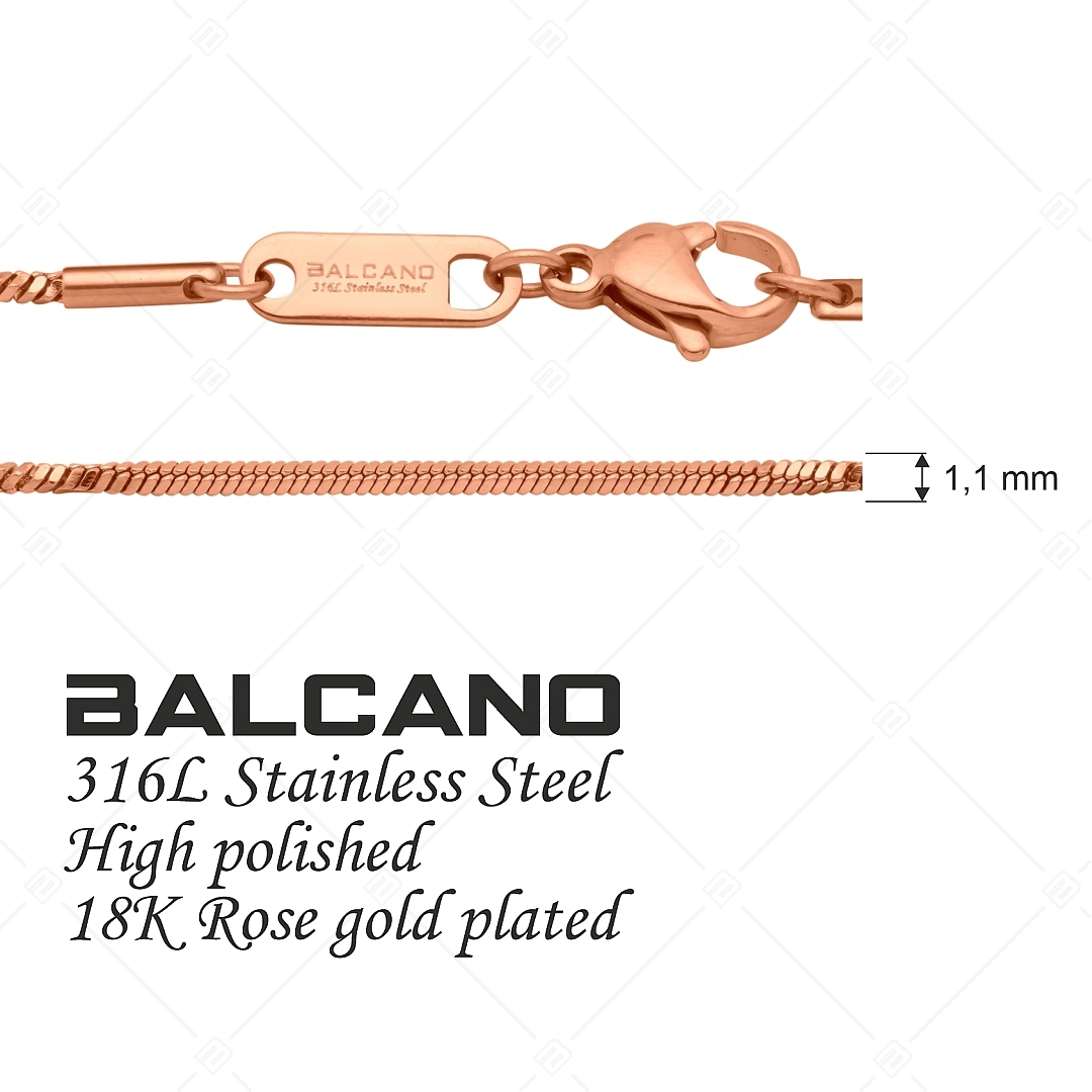 BALCANO - Fancy / Collier fantaisie en acier inoxydable plaqué or rose 18K - 1,1 mm (341370BC96)