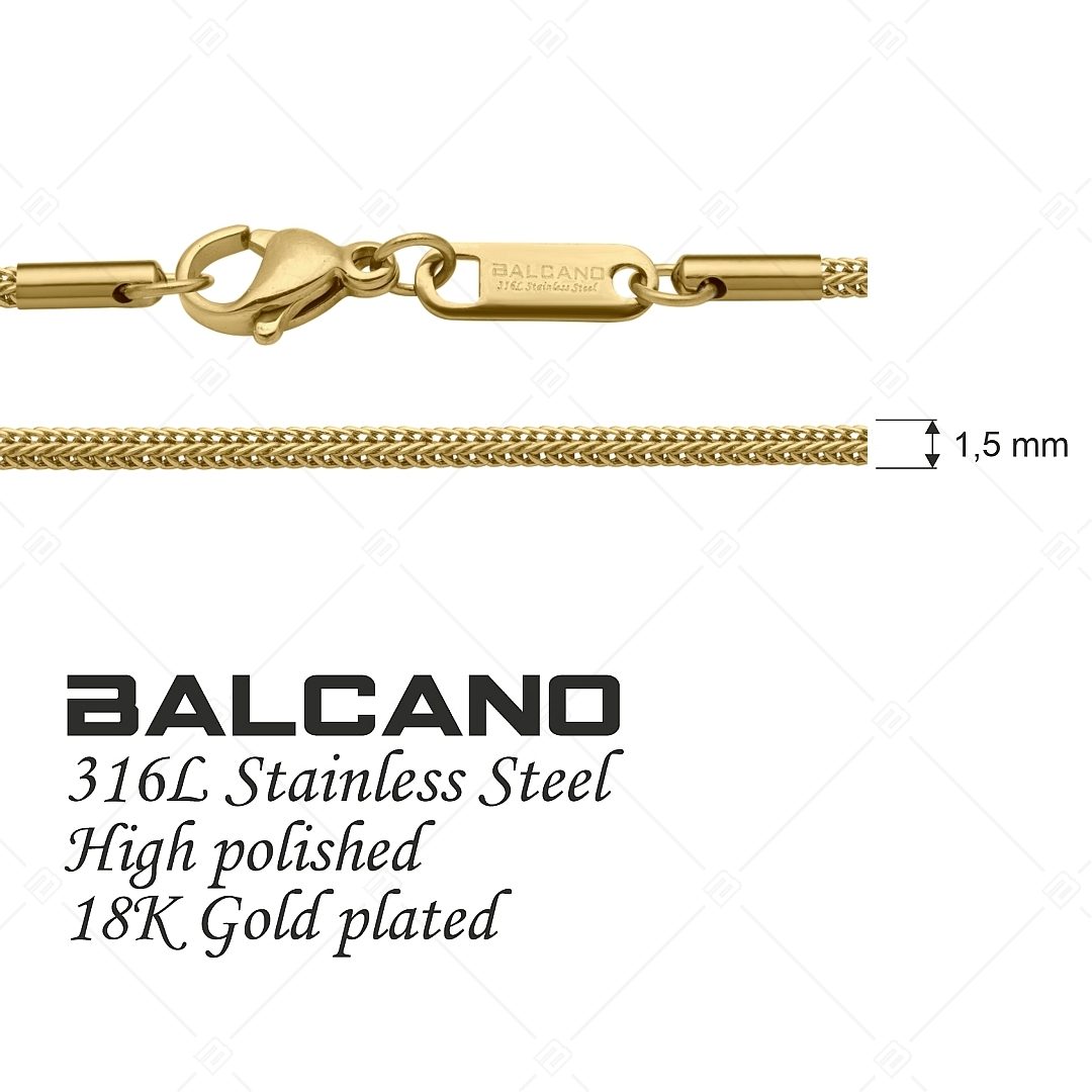 BALCANO - Foxtail / Collier type queue de renard en acier inoxydable plaqué or 18K - 1,5 mm (341382BC88)