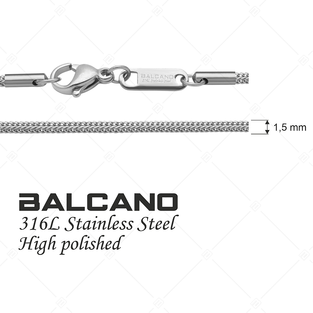 BALCANO - Foxtail / Collier type queue de renard en acier inoxydable avec polissage à haute brillance - 1,5 mm (341382BC97)