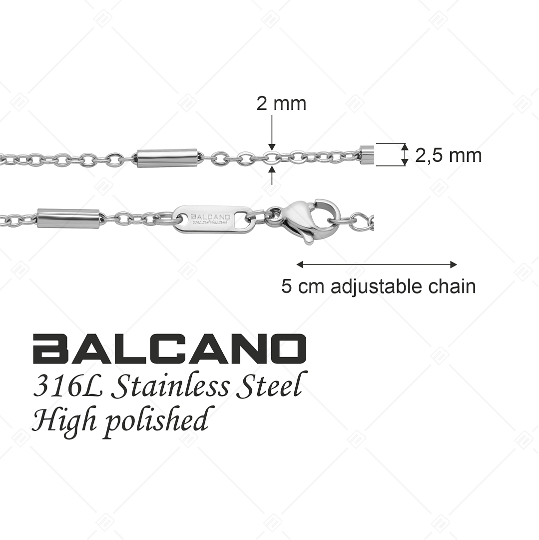 BALCANO - Bar & Link / Collier maillon baguette en acier inoxydable avec polissage à haute brillance - 2 / 2,5 mm (341394BC97)