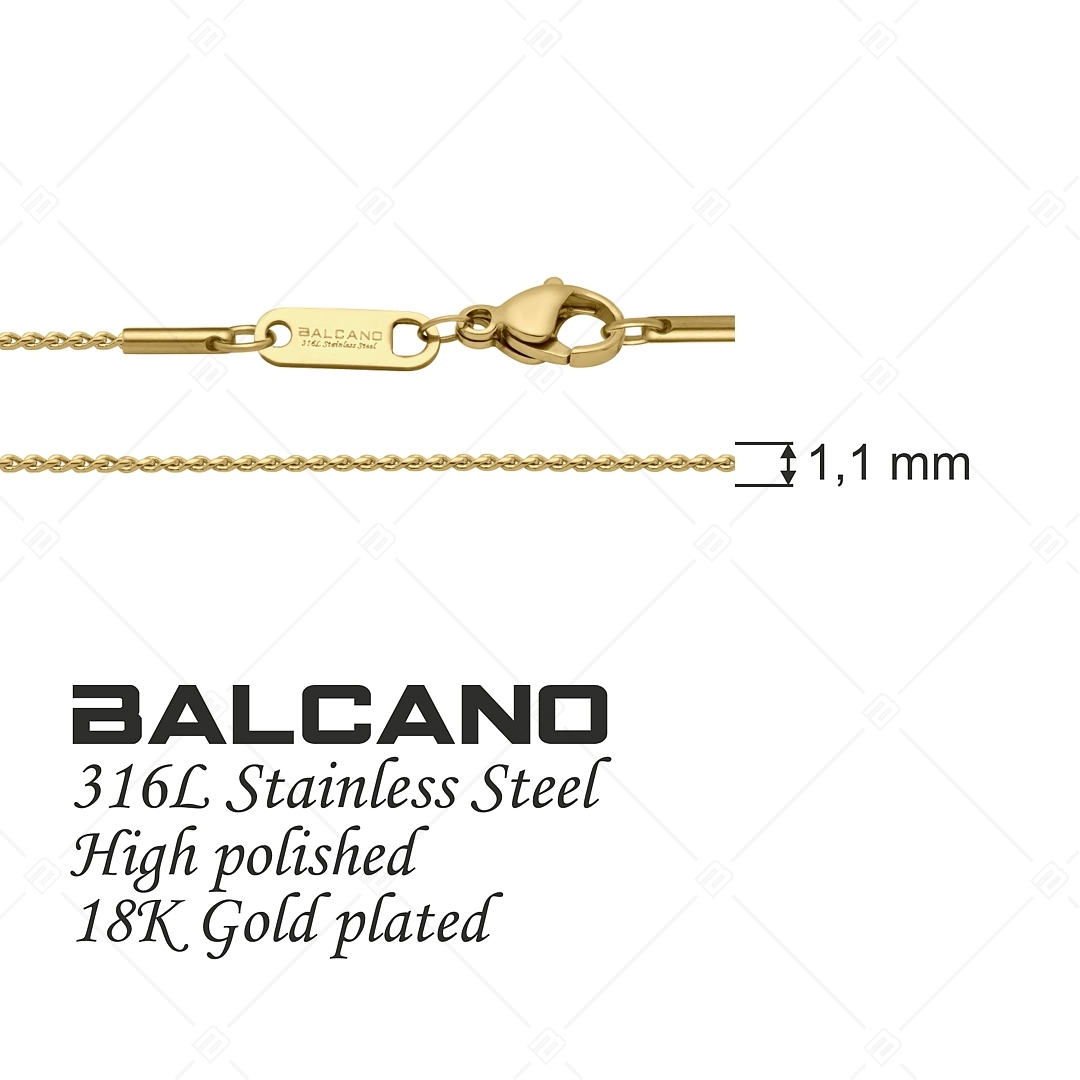 BALCANO - Spiga / Stainless Steel Spiga Chain, 18K Gold Plated - 1,1 mm (341400BC88)