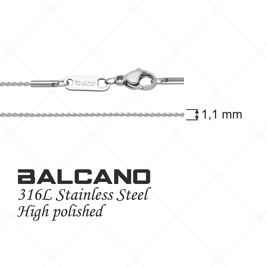 BALCANO - Spiga / Collier type chaîne lacée en acier inoxydable avec polissage à haute brillance - 1,1 mm (341400BC97)
