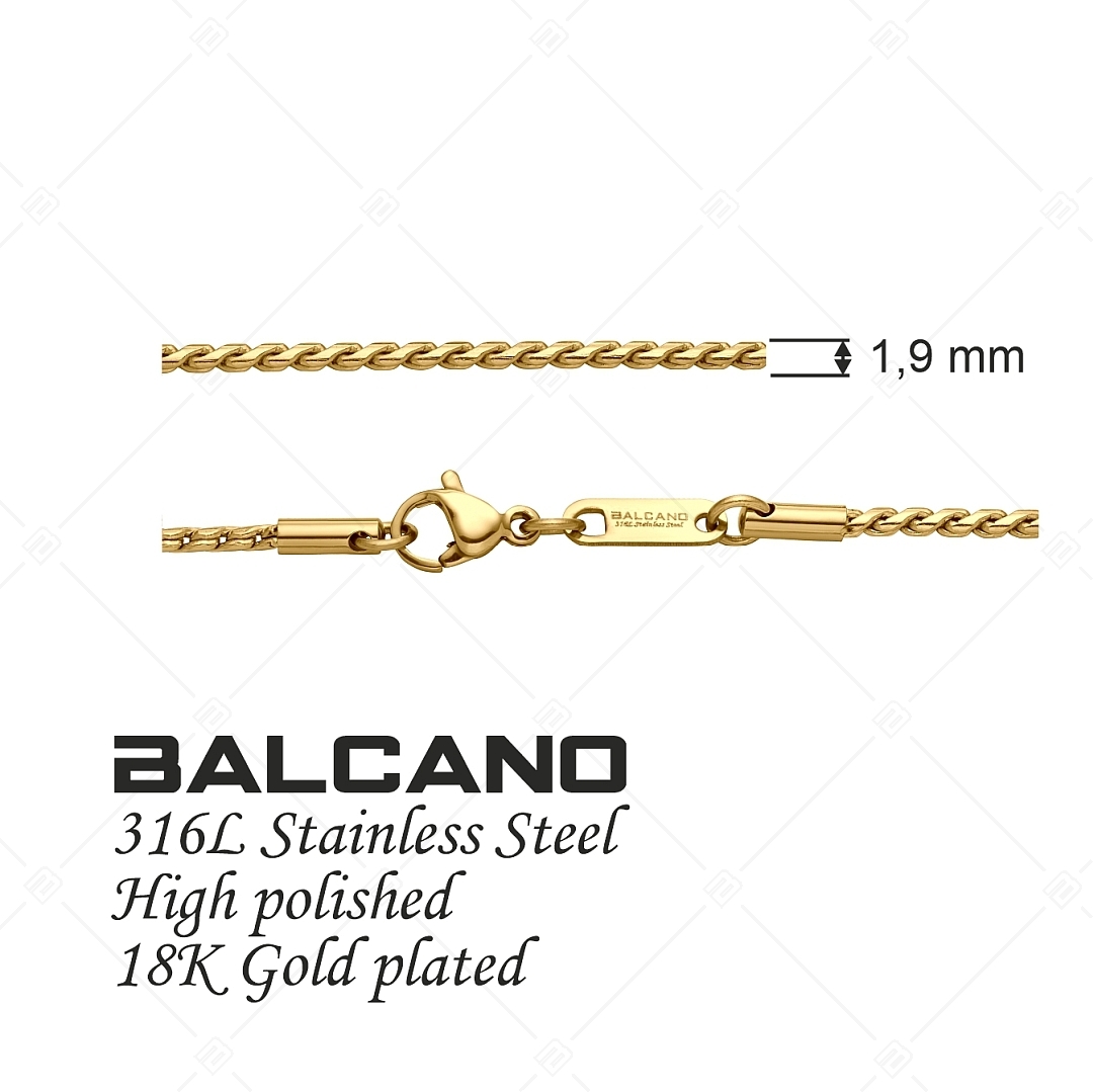 BALCANO - Spiga / Edelstahl Spiga-Kette mit 18K Gold Beschichtung - 1,9 mm (341403BC88)