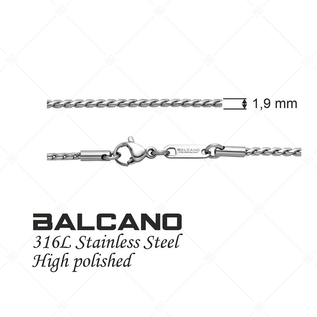 BALCANO - Spiga / Collier type chaîne lacée en acier inoxydable avec hautement polie - 1,9 mm (341403BC97)