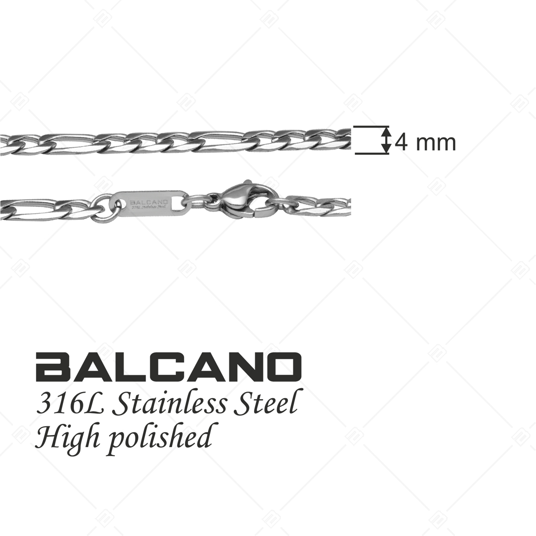 BALCANO - Figaro / Collier Figaro à maille 3+1 en acier inoxydable avec hautement polie - 4mm (341417BC97)