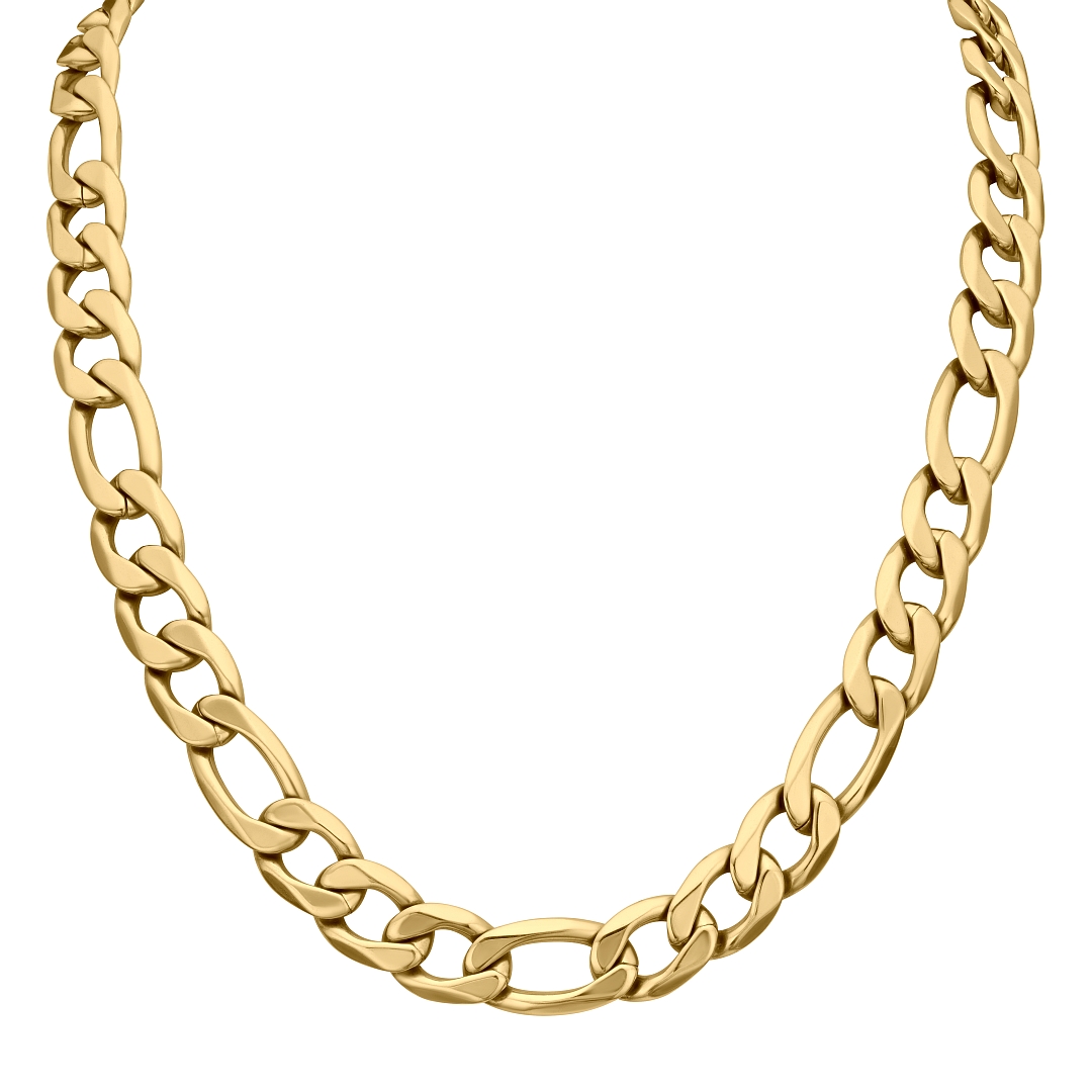 BALCANO - Figaro / Stainless Steel Figaro 3+1 Chain, 18K Gold Plated - 12 mm (341420BC88)