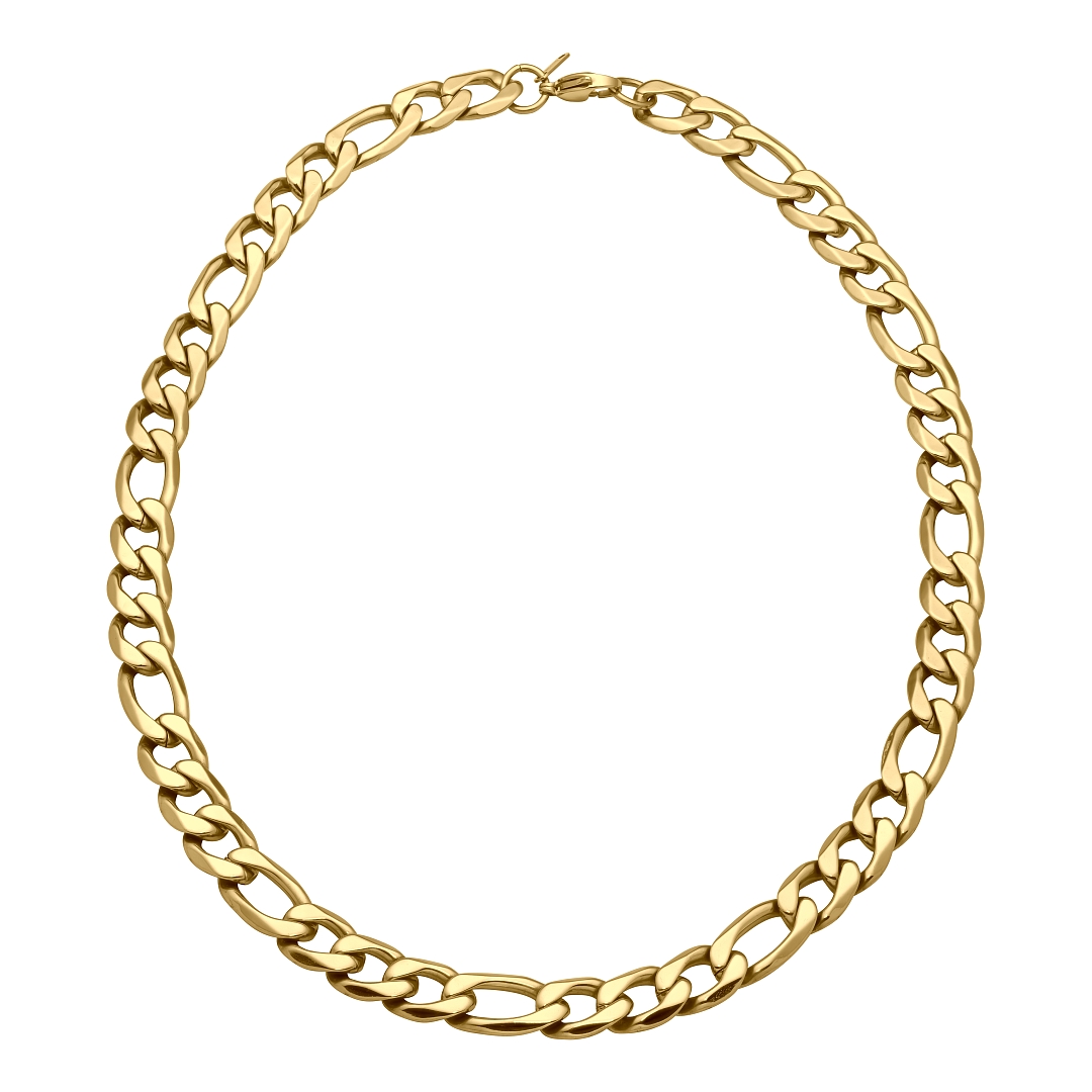 BALCANO - Figaro / Stainless Steel Figaro 3+1 Chain, 18K Gold Plated - 12 mm (341420BC88)