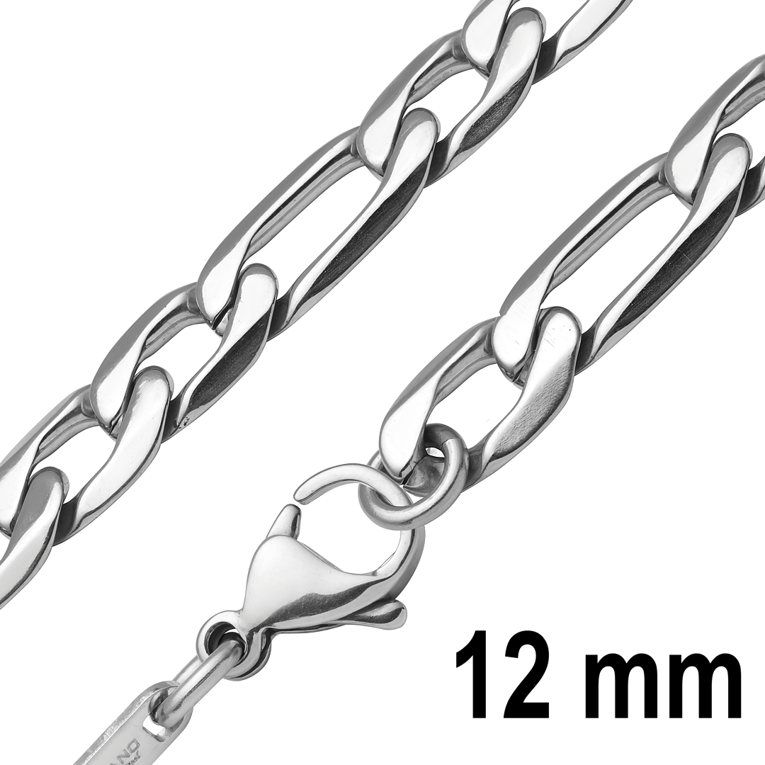 BALCANO - Figaro / Stainless Steel Figaro 3+1 Chain, High Polished - 12 mm (341420BC97)