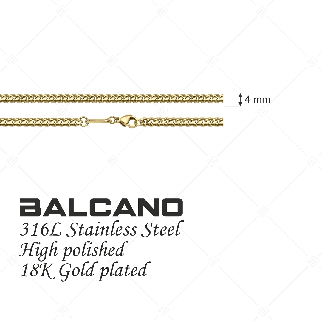 BALCANO - Curb / Collier en acier inoxydable plaqué or 18K - 4 mm (341426BC88)