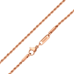 BALCANO - Rope / Stainless Steel Rope Chain, 18K Rose Gold Plated - 2 mm