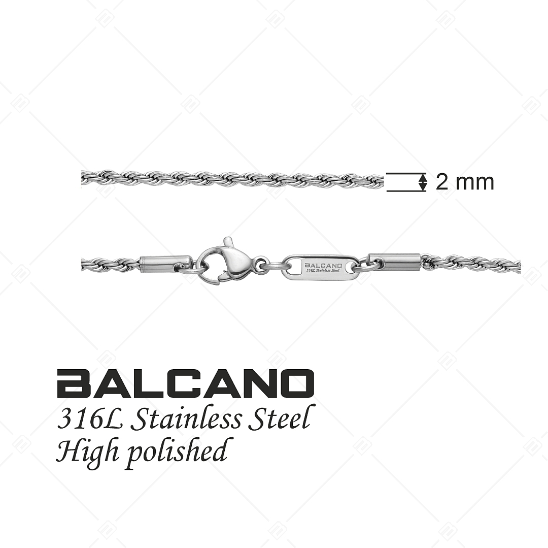 BALCANO - Rope / Chaîne corde en acier inoxydable avec hautement polie - 2 mm (341433BC97)