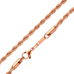 BALCANO - Rope / Stainless Steel Rope Chain, 18K Rose Gold Plated - 4 mm