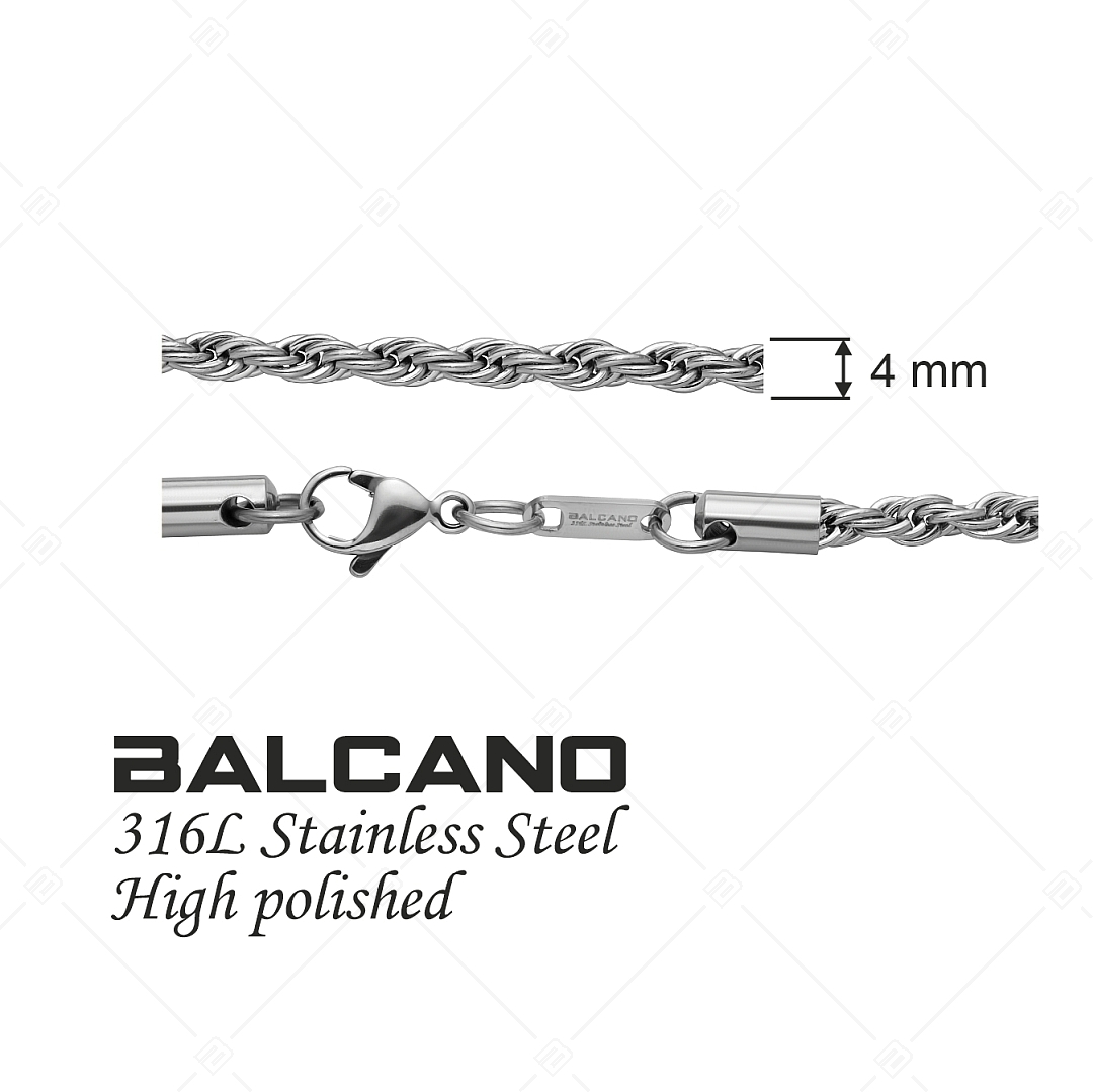 BALCANO - Rope / Edelstahl Seilkette mit Hochglanzpolierung - 4 mm (341436BC97)