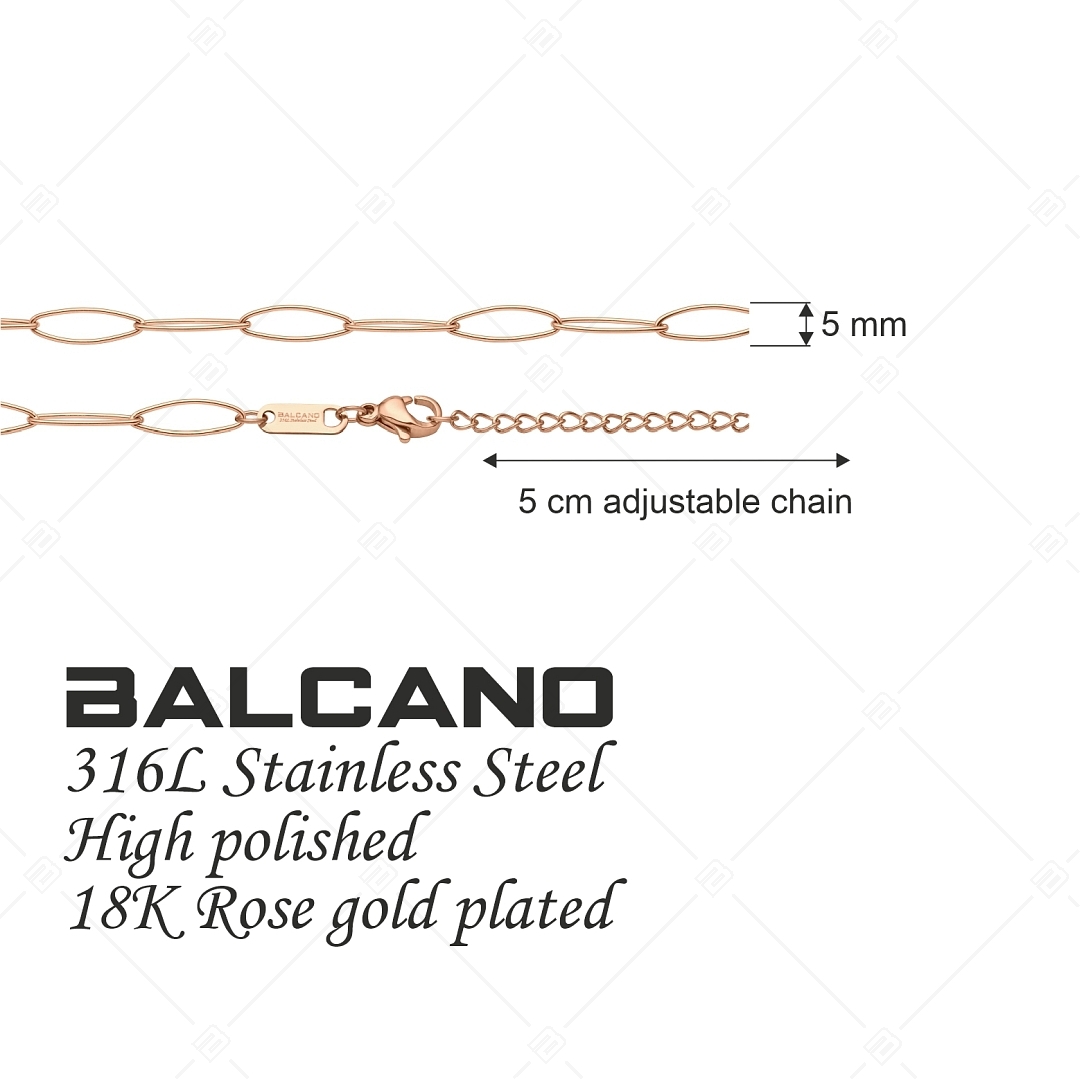 BALCANO - Marquise / Stainless Steel Marquise Chain, 18K Rose Gold Plated - 5 mm (341447BC96)