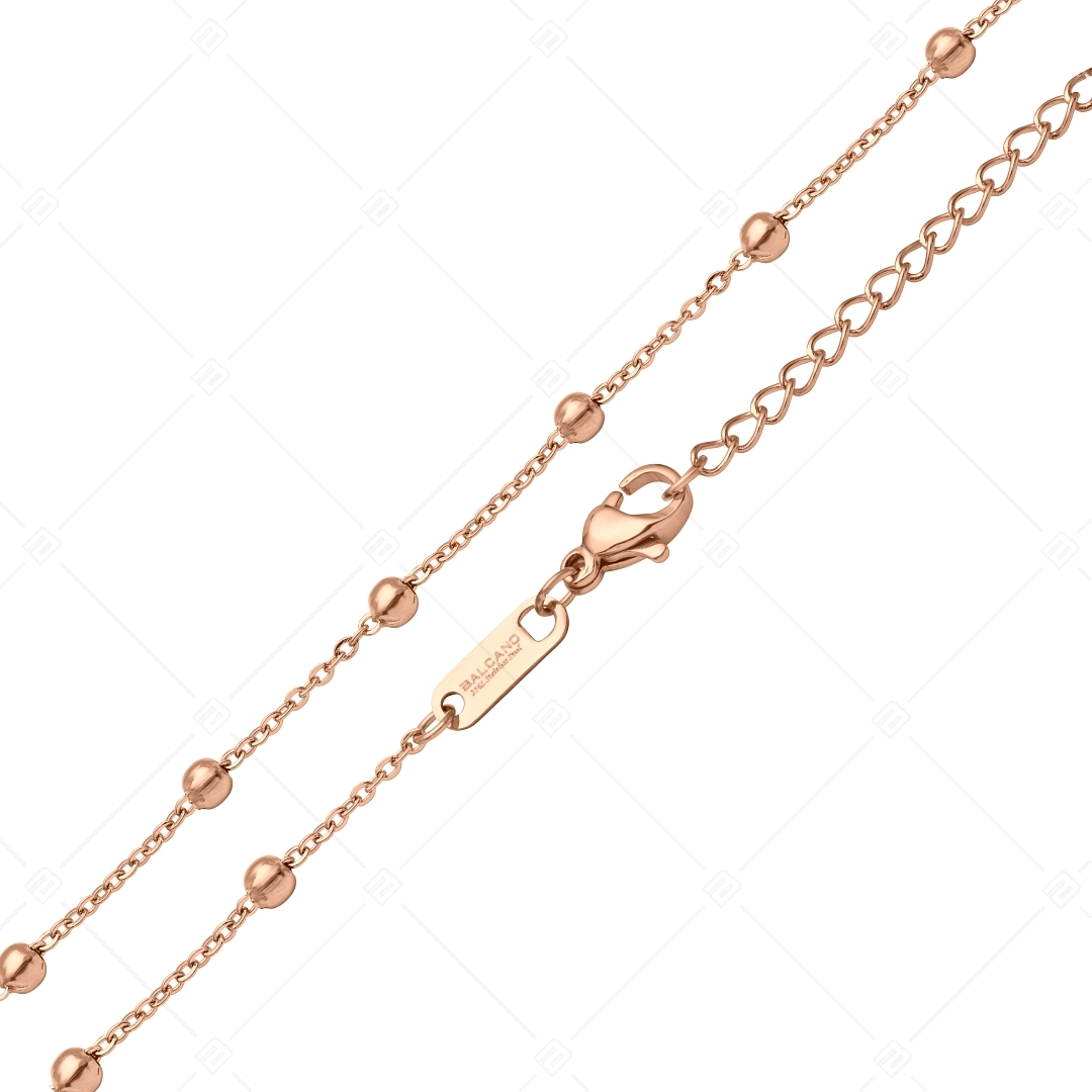 BALCANO - Beaded Cable / Stainless Steel Beaded Cable Chain, 18K Rose Gold Plated - 1,5 mm (341452BC96)