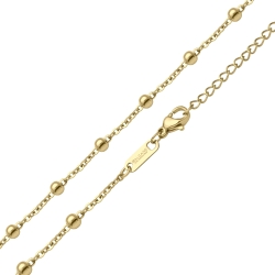 BALCANO - Beaded Cable / Stainless Steel Beaded Cable Chain, 18K Gold Plated - 2 mm